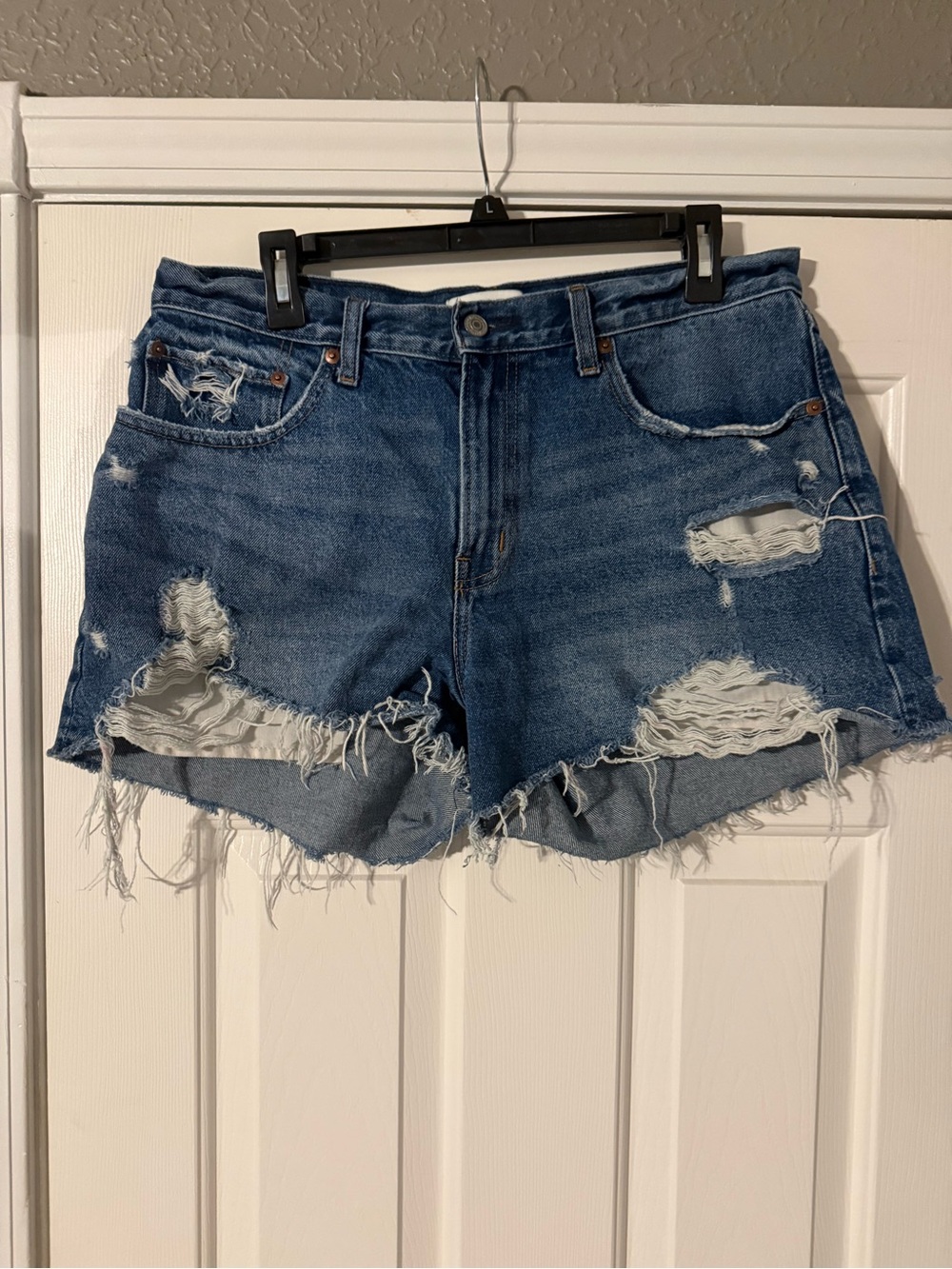 Abercrombie & Fitch Distressed Denim Shorts - Blue